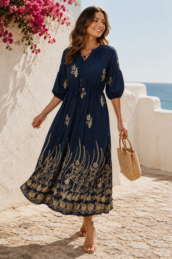 Gold detail Boho Style Dress