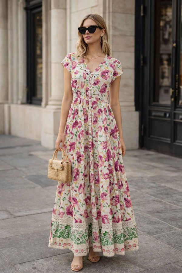Floral lace detail Maxi dress