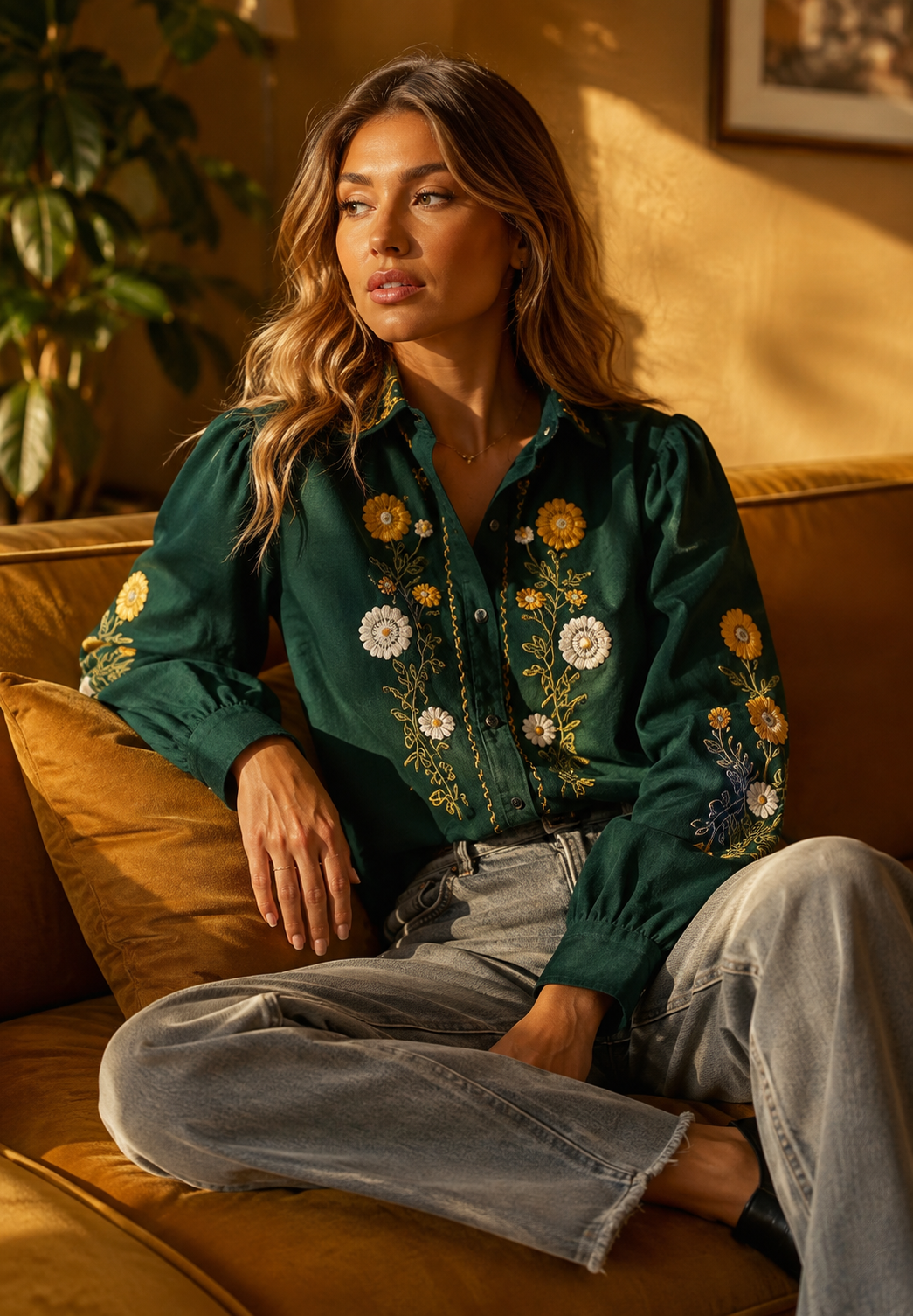Teal Embroidered Shirt