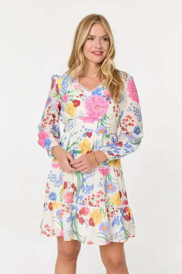 Short Floral Tiered Dress