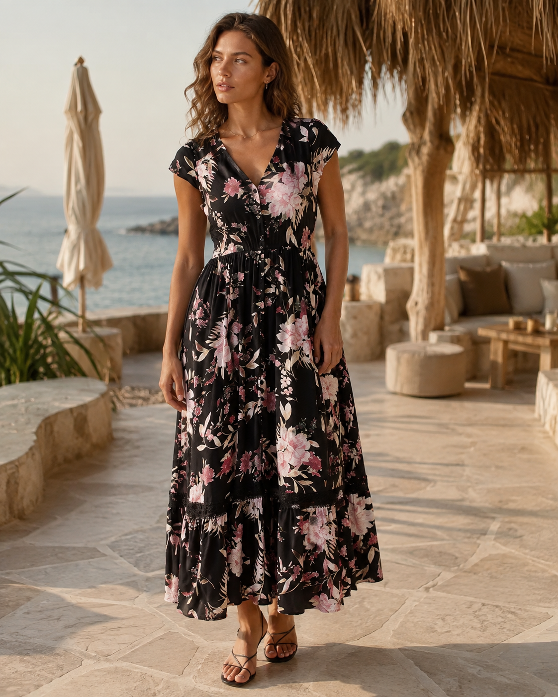 Button Front Maxi Dress