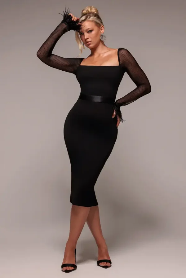 Feather Cuff Dress