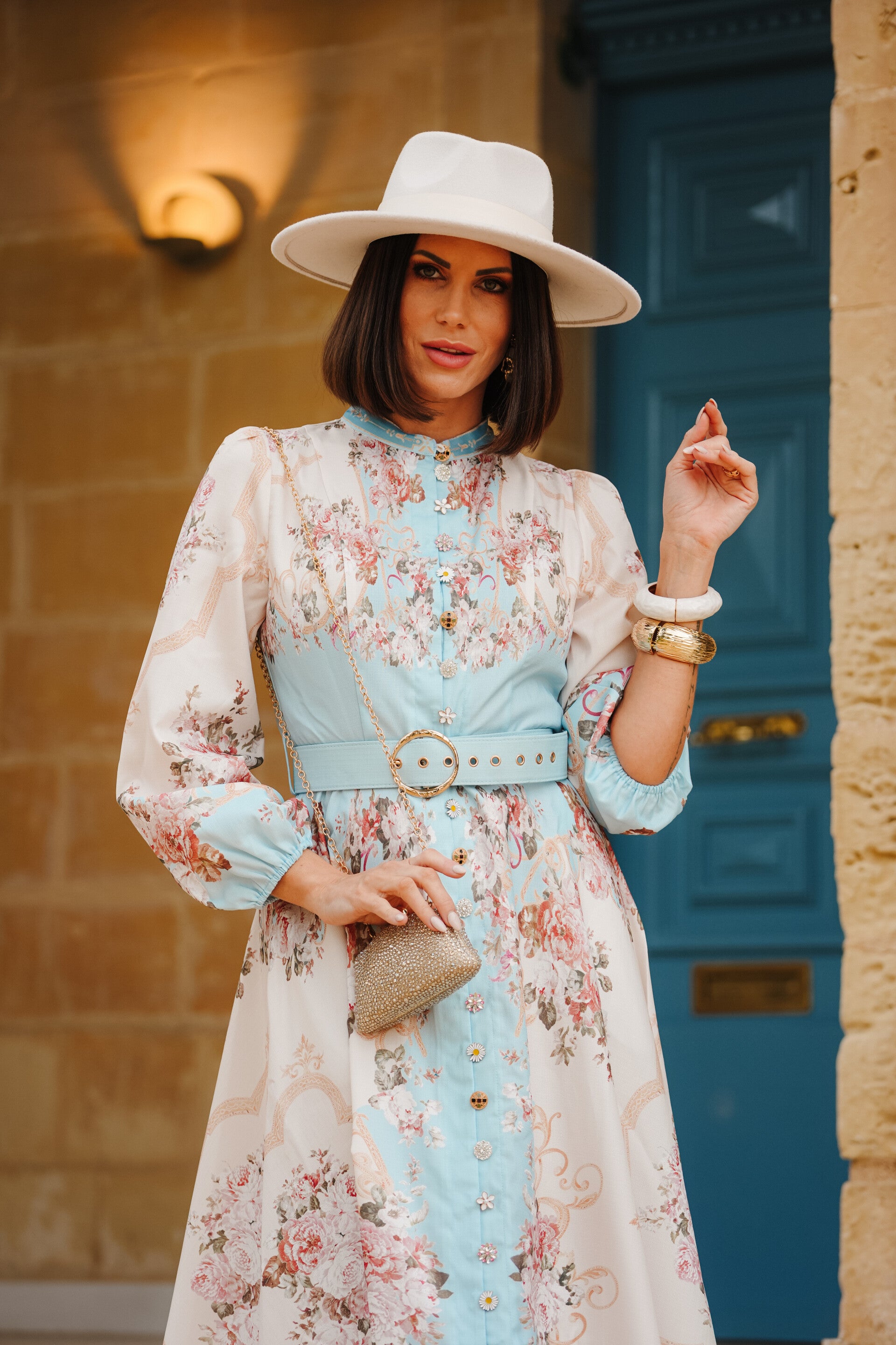 Nayeli Pastel Floral Midi Dress