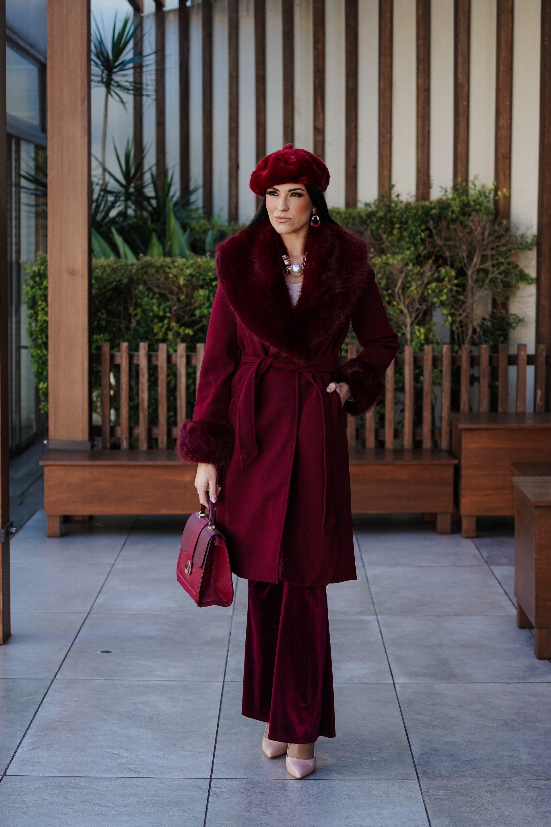 Fur collar & cuff Coat