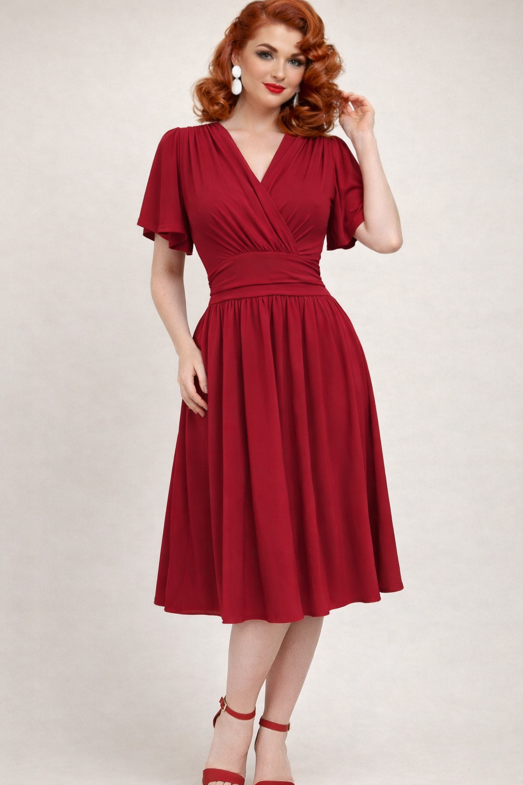 Red Slinky Wrapover Dress