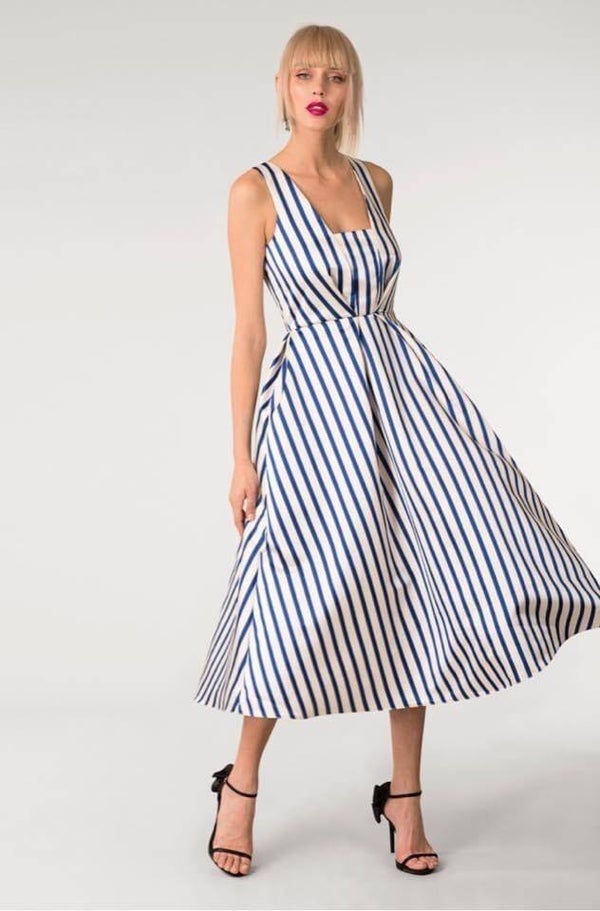 Sriped A line designer dress