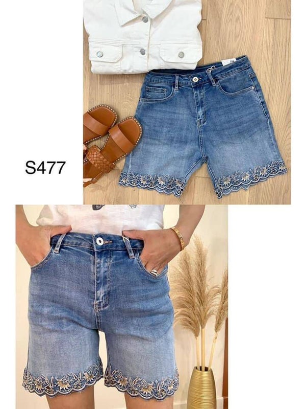 Embellished Denim Shorts
