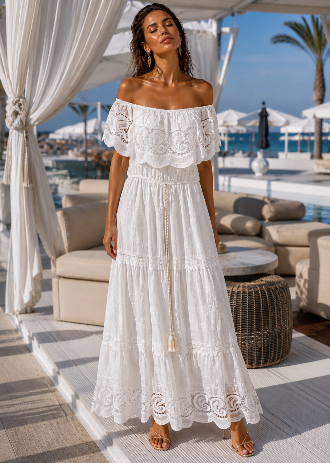 Off Shoulder Frill Dress