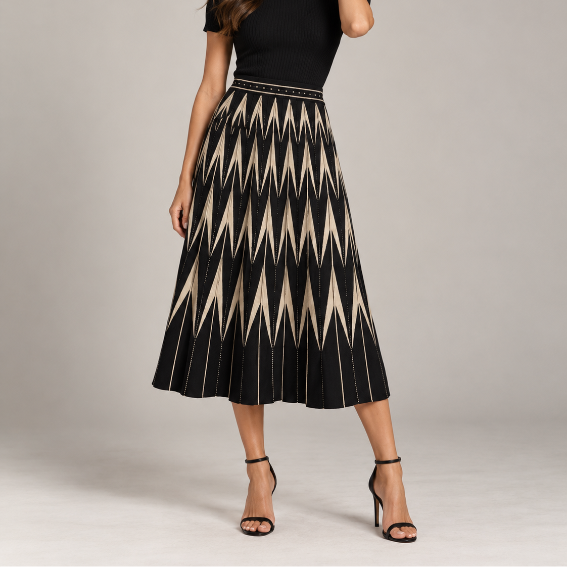 Flared Silhouette Knit Skirt