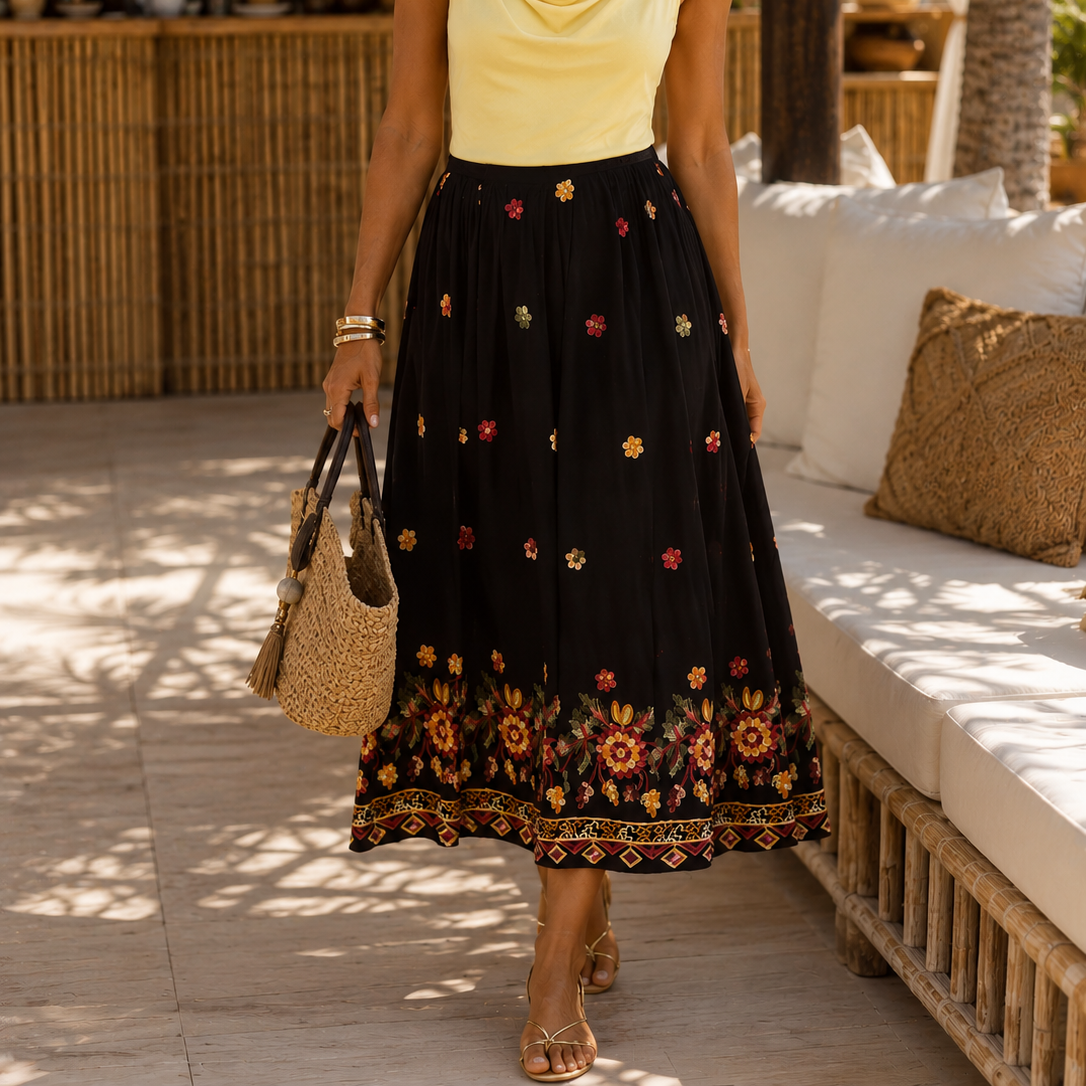 Embroidered Floral Skirt