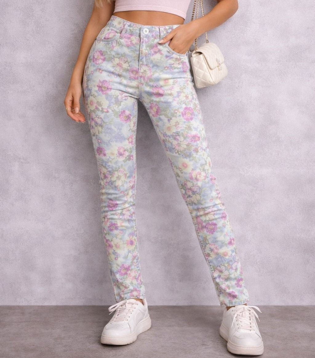 Pastel Floral Skinny Jeans