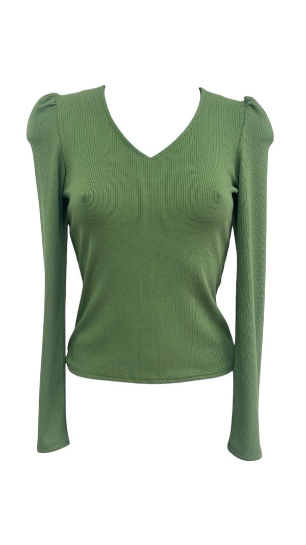 Gathered Shoulder V neck