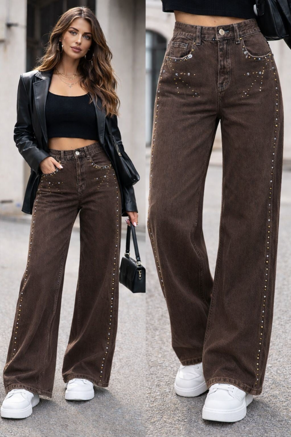 Acid Wash Studded Jeans