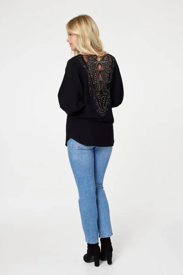 Emb diamante back top