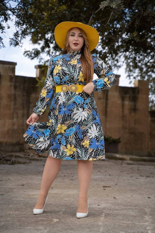 Floral highneck dress