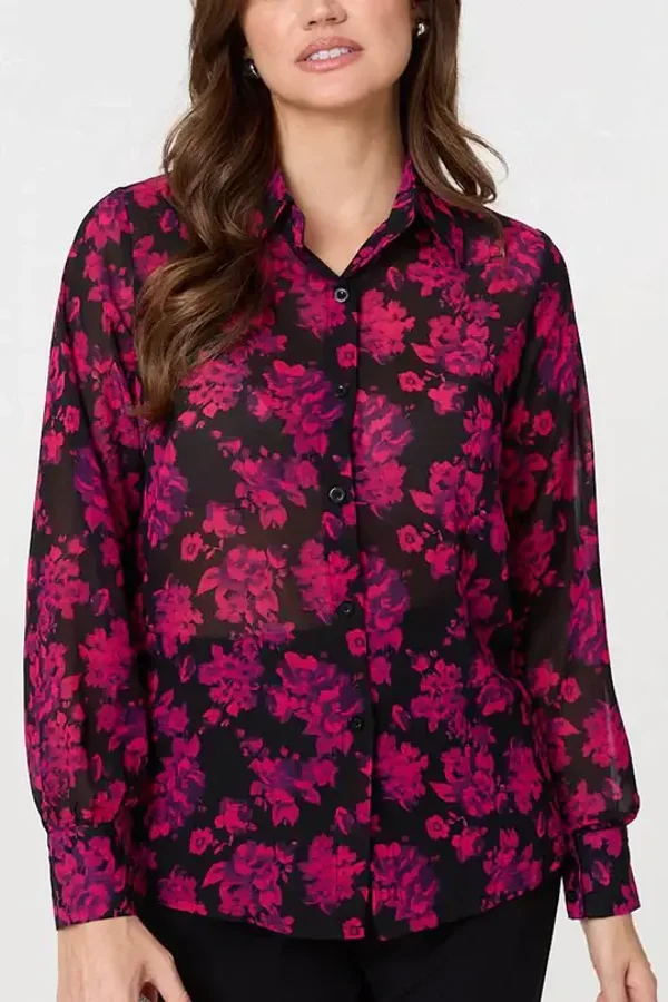 Floral Semi sheer shirt