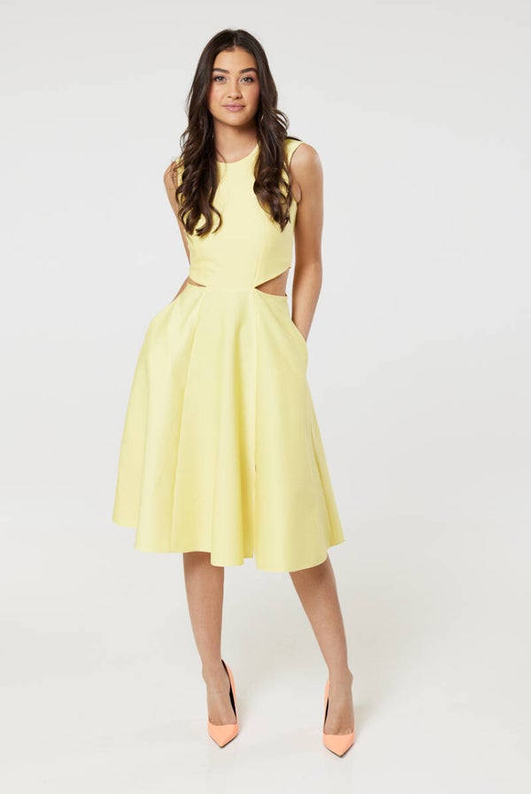 Yellow cutout designer dress