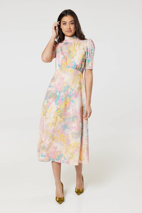 Yellow Tie Neck designer dress