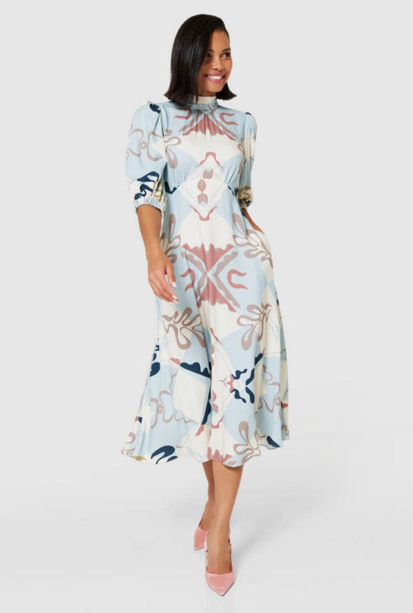 Blue Tie back Designer Dress