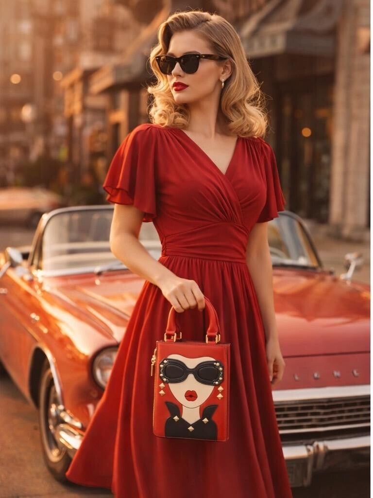 Red Slinky Wrapover Dress