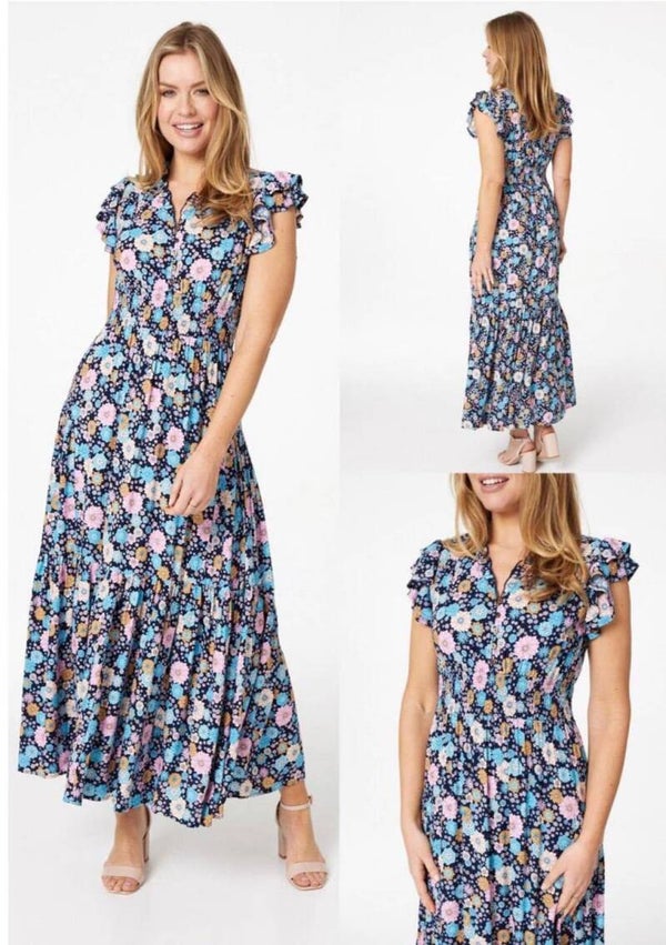 Frill sleeve floral dress