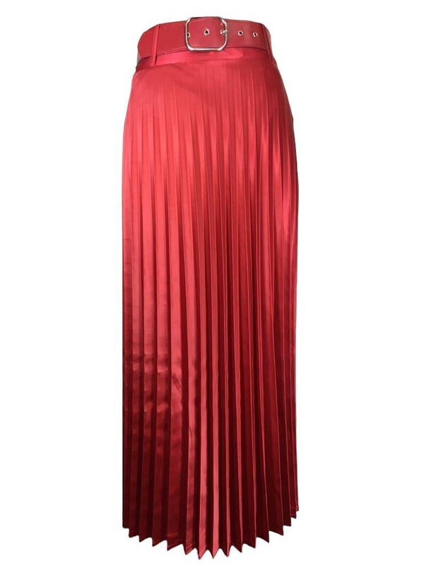 Pleated belted skirt