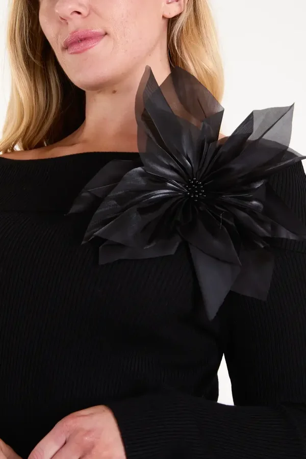 Floral Corsage bardot jumper