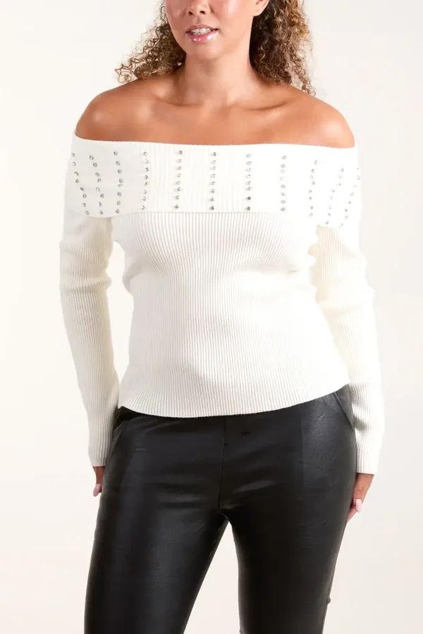 Diamante Bardot Jumper