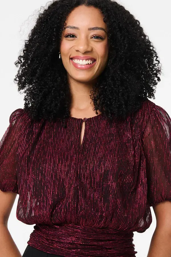 Glitter Mesh Ruched Top