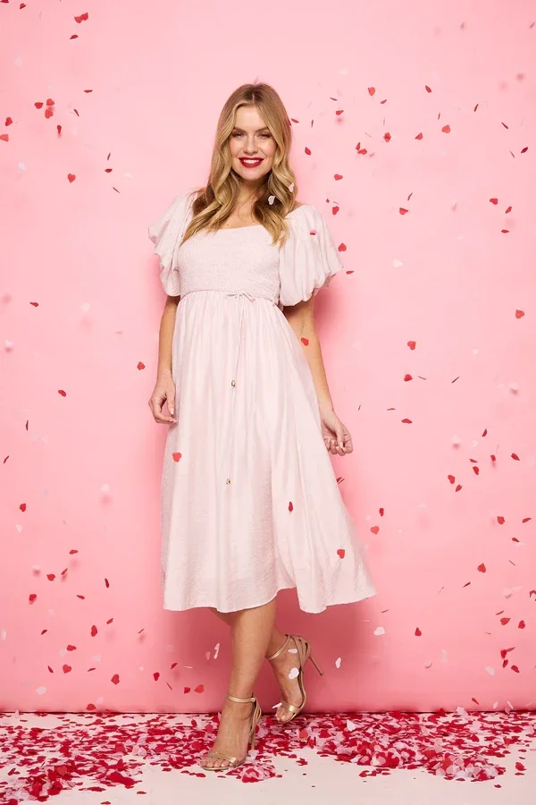 Blush Puff sleeve Midi