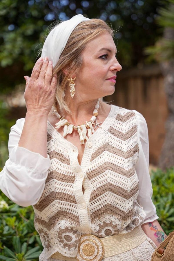 Sheer sleeve Crochet Cardigan