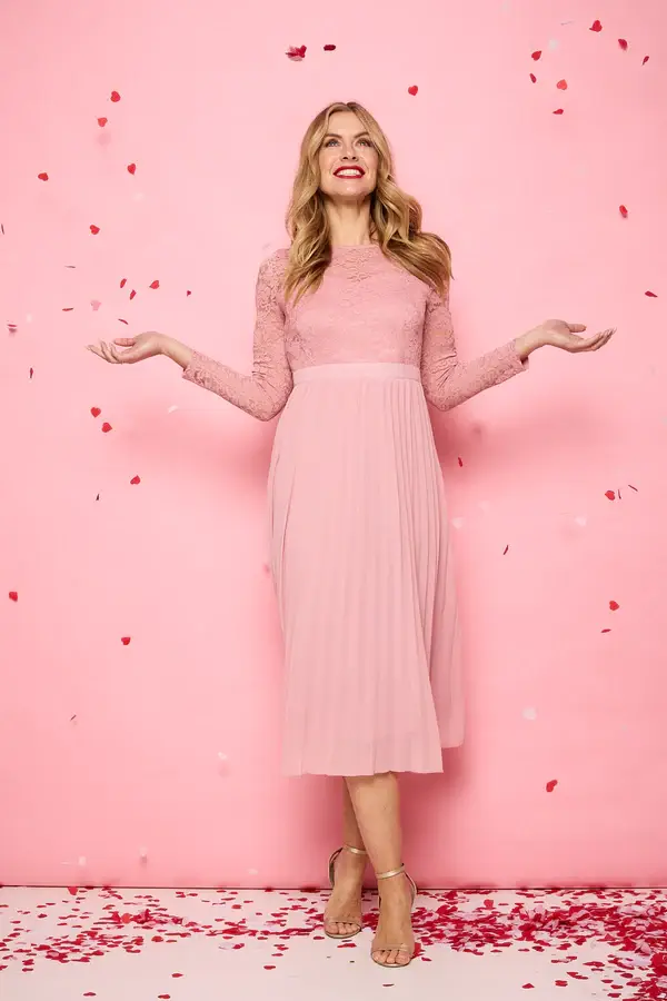 Lace Bodice Pleated dress