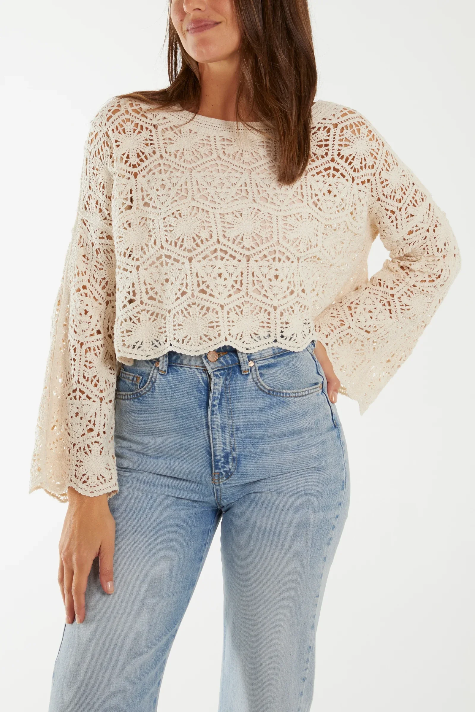 Full sleeve round neck crochet Top