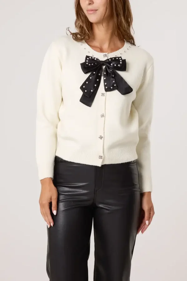 Sequin Bow Cardigan