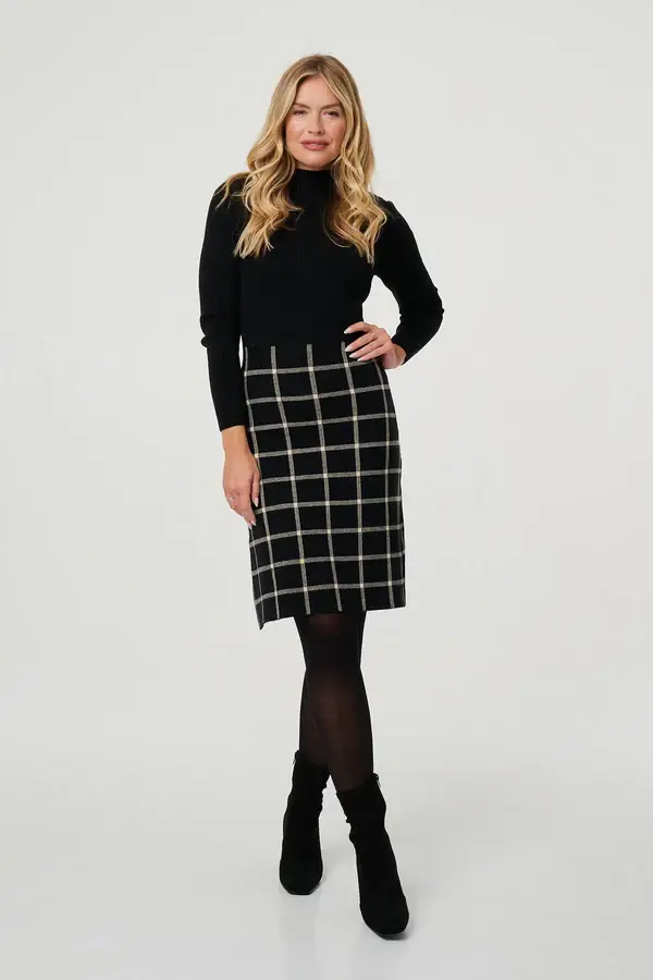 Checkered Knit Dress