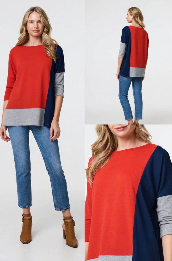 Orange Pattern knit Top