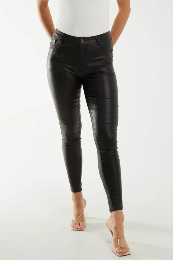 Mid Rise Leather look trousers