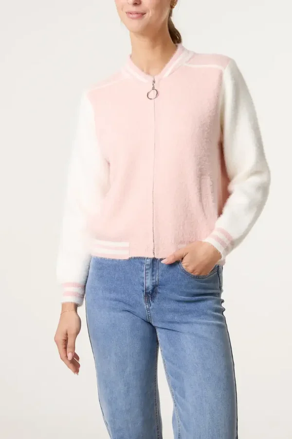 Ribbed Side Bomber Jacket