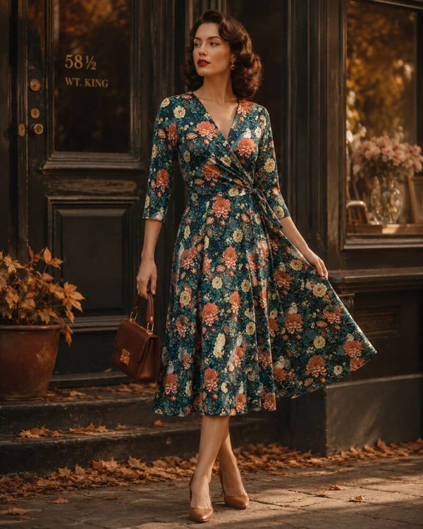 Orange Floral Slinky Dress