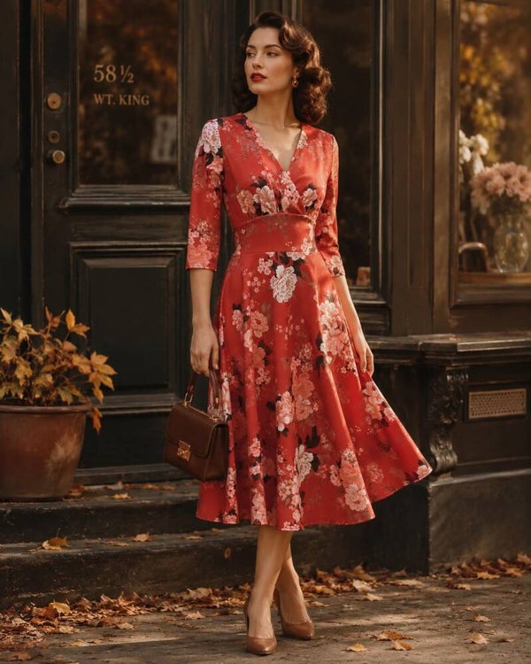 Rusty Floral Swing Dress