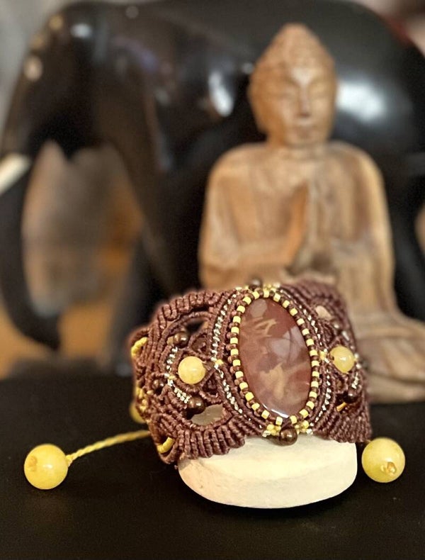 Bracelet tissage en Macramé JASPE NOREENA