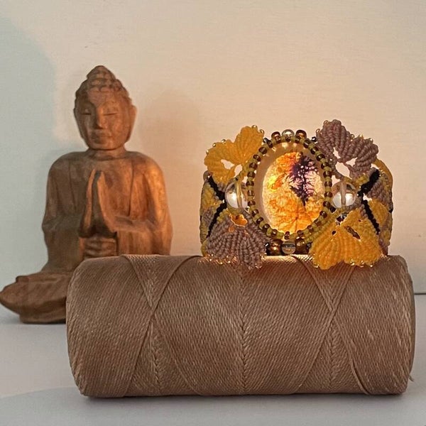 Bracelet tissage en Macramé AGATE SCENIC DENTRITIQUE