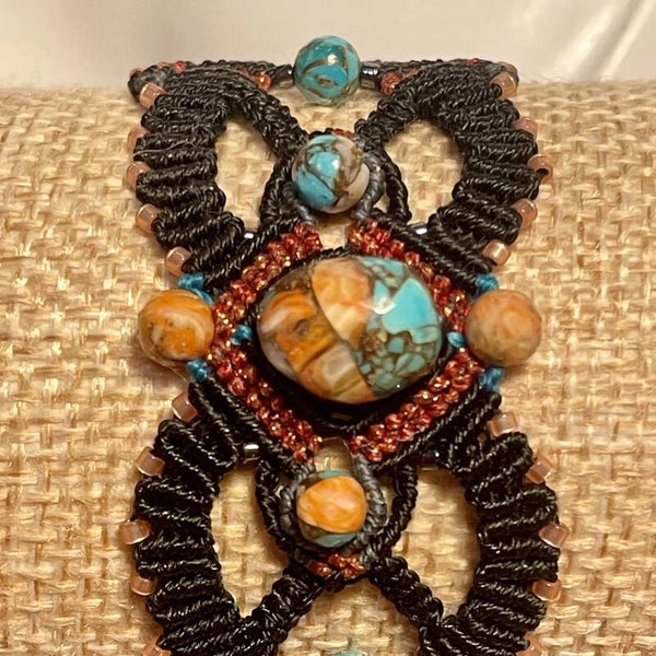 Bracelet tissage en Macramé Turquoise Black