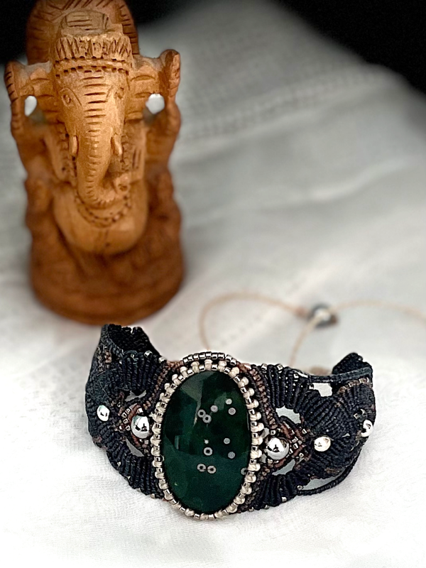 Bracelet tissage en Macramé JASPE OCEAN