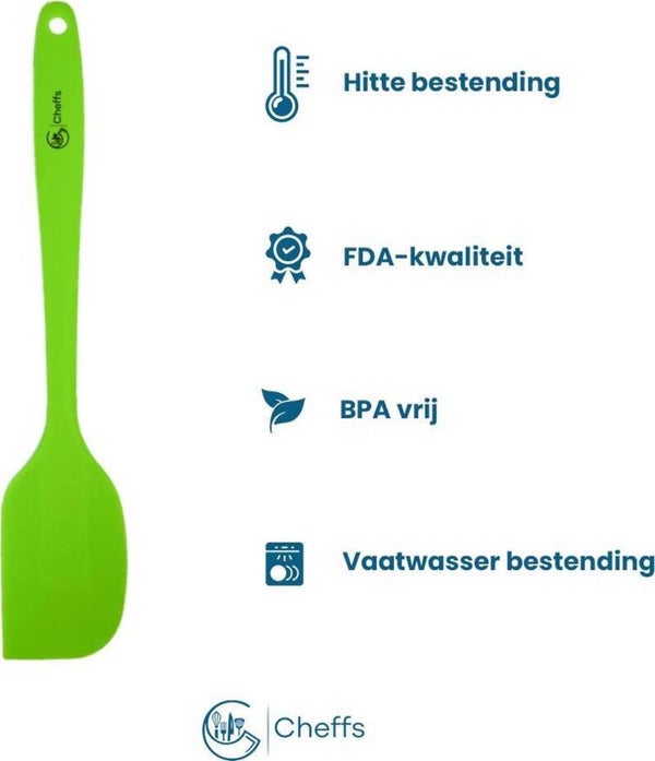 Cheffs® spatel - inclusief pannenlikker - 6 delige set - Vaatwasserbestendig - Hittebestendig - Groen