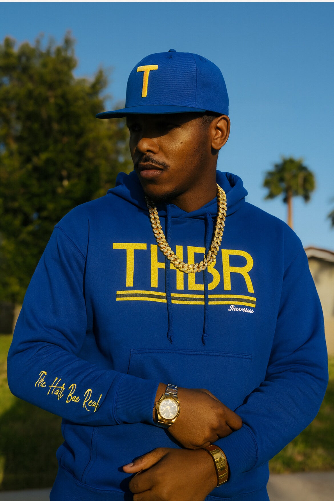 Blue Yellow and White Bee Line Hoodie