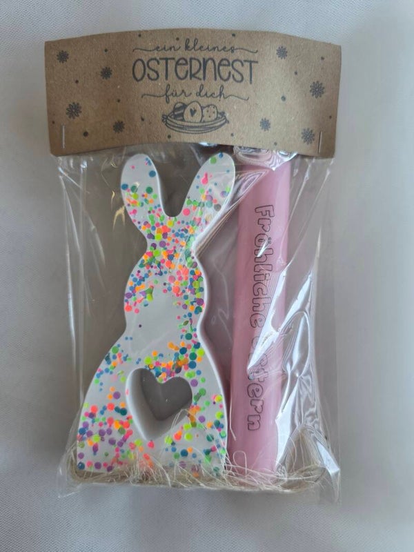 Osterset „Konfetti-Hase“ – handgemachtes Geschenkset