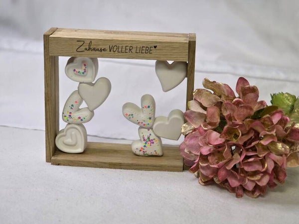 „Herzbild im Holzrahmen – Geschenk für Mama / Familie / Herzensmensch“