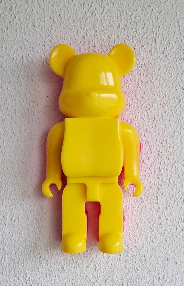 Grote beer geel & neon roze