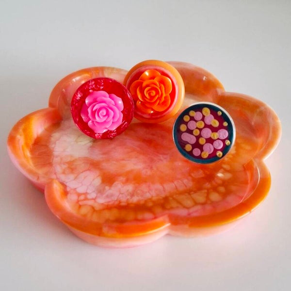 Schaaltje Multicolor Bloem resin
